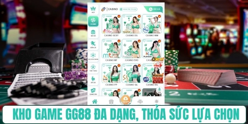 Kho game GG88 đa dạng, thỏa sức lựa chọn