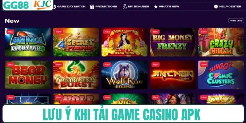 Lưu ý khi tải game casino APK
