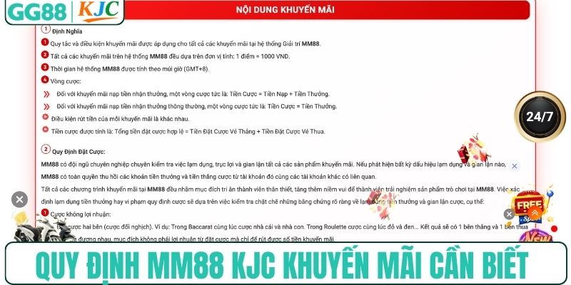 Quy định MM88 KJC khuyến mãi cần biết